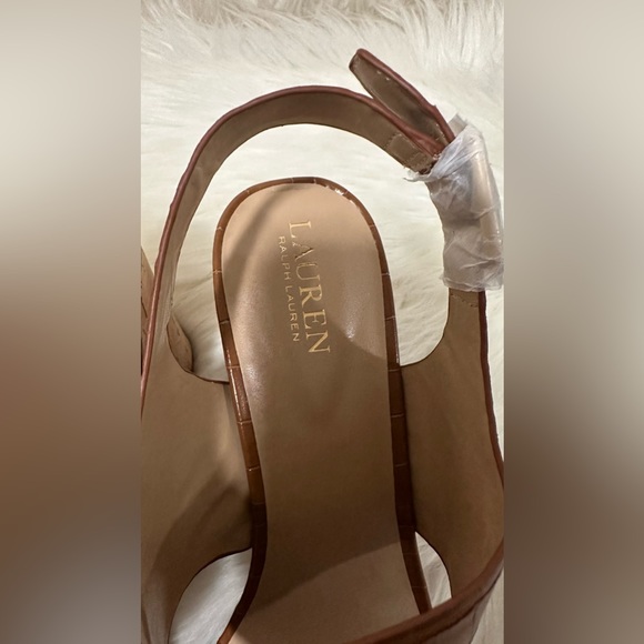 LAUREN Ralph Lauren Feona Crocodile-Embossed Leather Sandal Sz 11 - Picture 14 of 16